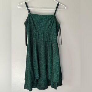 City Studio Semi Floral Dress. Size 3/4 Green Sparkle